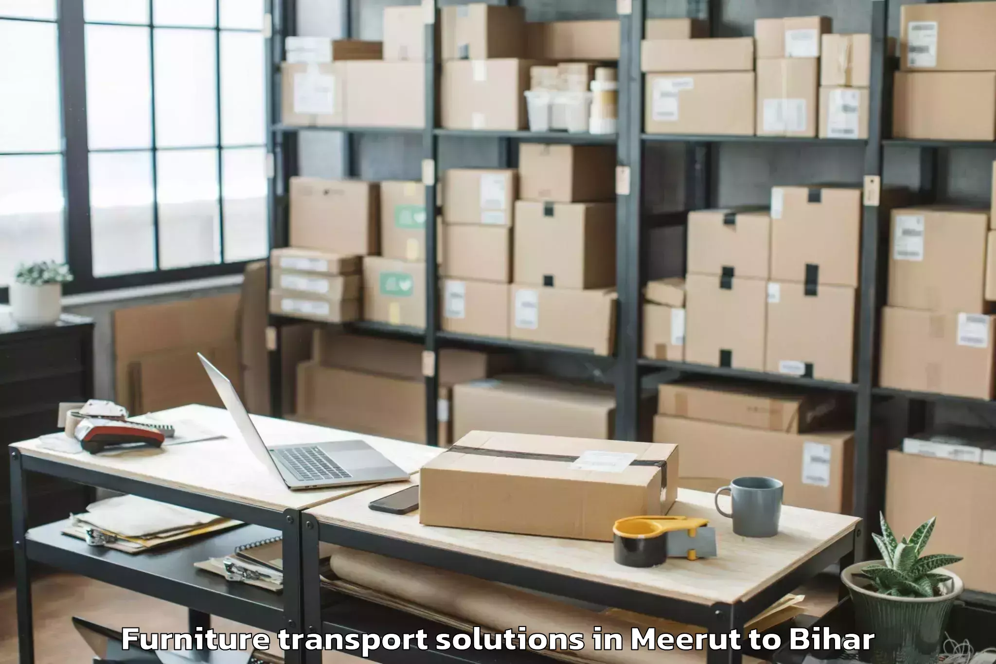 Hassle-Free Meerut to Lauria Nandangarh Furniture Transport Solutions